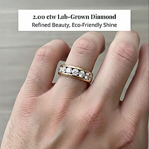 Luxuriant Lab Grown Diamond Men's Ring in 14K YG Over Sterling Silver 2.00 ctw (Size 11.0)