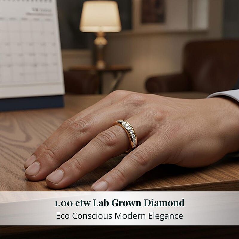 Luxuriant Lab Grown Diamond Men's Ring in 14K YG Over Sterling Silver 1.00 ctw (Size 12.0)