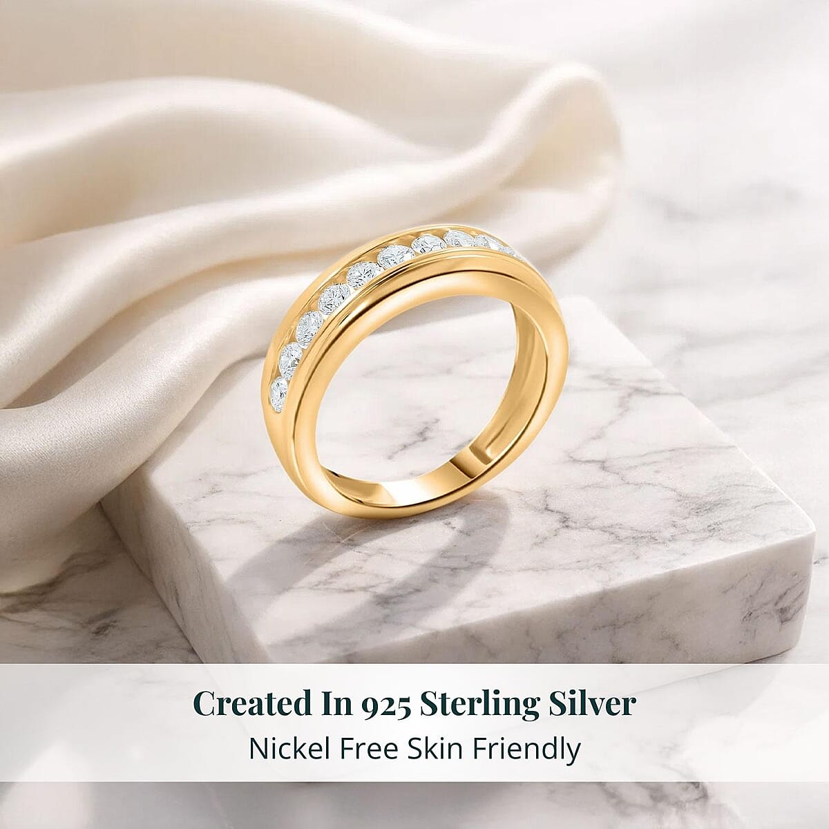 Luxuriant Lab Grown Diamond Men's Ring in 14K YG Over Sterling Silver 1.00 ctw (Size 12.0) image number 2