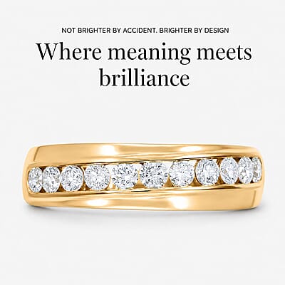 Luxuriant Lab Grown Diamond Men's Ring in 14K YG Over Sterling Silver 1.00 ctw (Size 12.0)