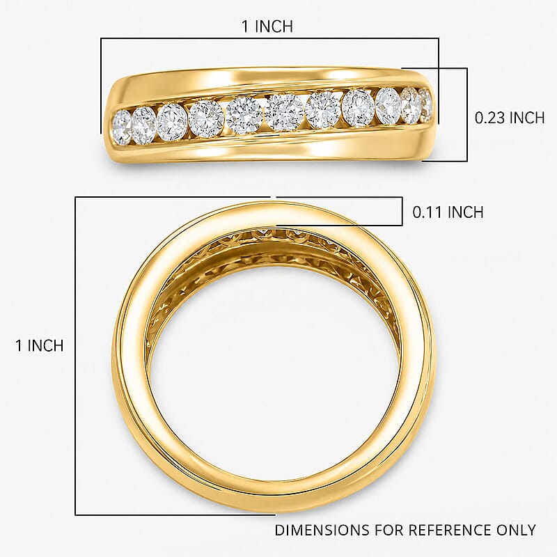 Luxuriant Lab Grown Diamond Men's Ring in 14K YG Over Sterling Silver 1.00 ctw (Size 12.0)