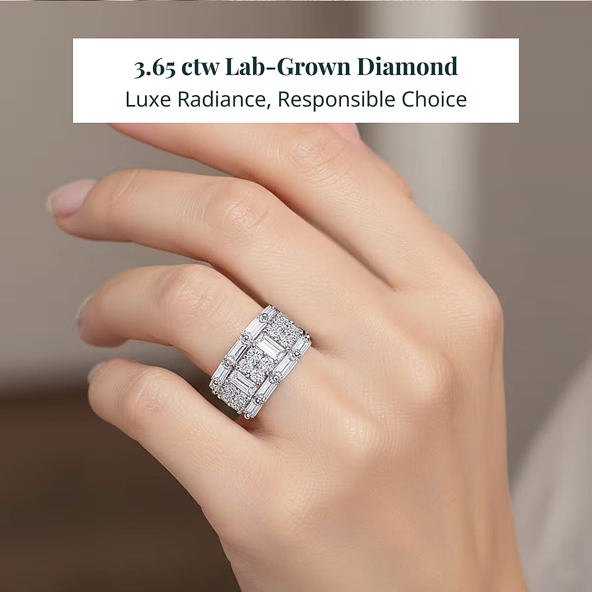 Luxuriant Lab Grown Diamond Ring in Sterling Silver 3.65 ctw (Size 6.0) image number 1