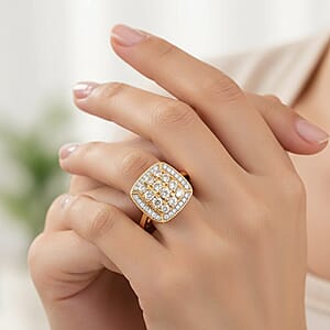 Natural Yellow Diamond, White Diamond Ring in 14K YG Over Sterling Silver 0.50 ctw (Size 5.0)