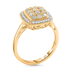 Natural Yellow Diamond, White Diamond Ring in 14K YG Over Sterling Silver 0.50 ctw (Size 6.0)