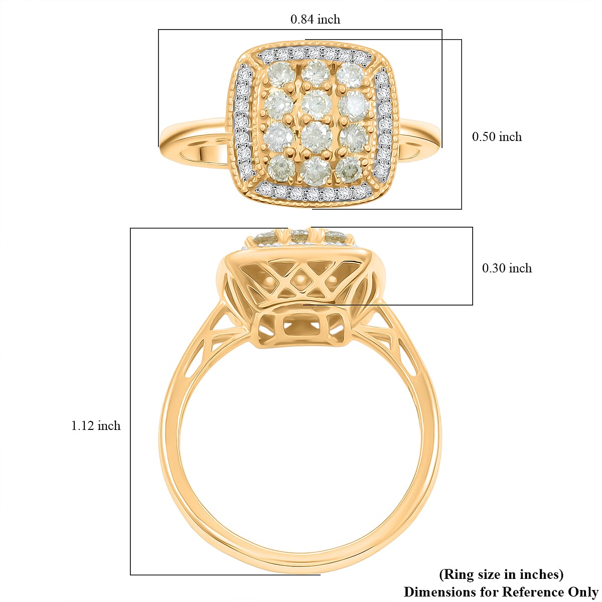 Natural Yellow Diamond, White Diamond Ring in 14K YG Over Sterling Silver 0.50 ctw (Size 7.0) image number 5