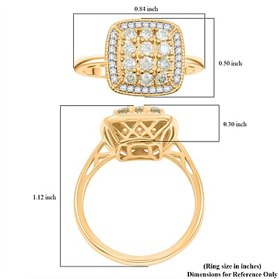 Natural Yellow Diamond, White Diamond Ring in 14K YG Over Sterling Silver 0.50 ctw (Size 7.0)
