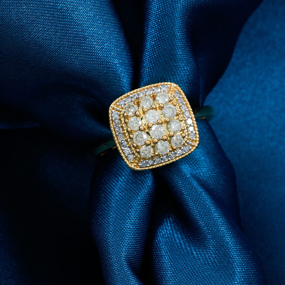 Natural Yellow Diamond, White Diamond Ring in 14K YG Over Sterling Silver 0.50 ctw (Size 9.0) image number 1