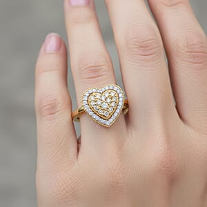 Natural Yellow Diamond, White Diamond Ring in 14K YG Over Sterling Silver 0.50 ctw (Size 7.0)