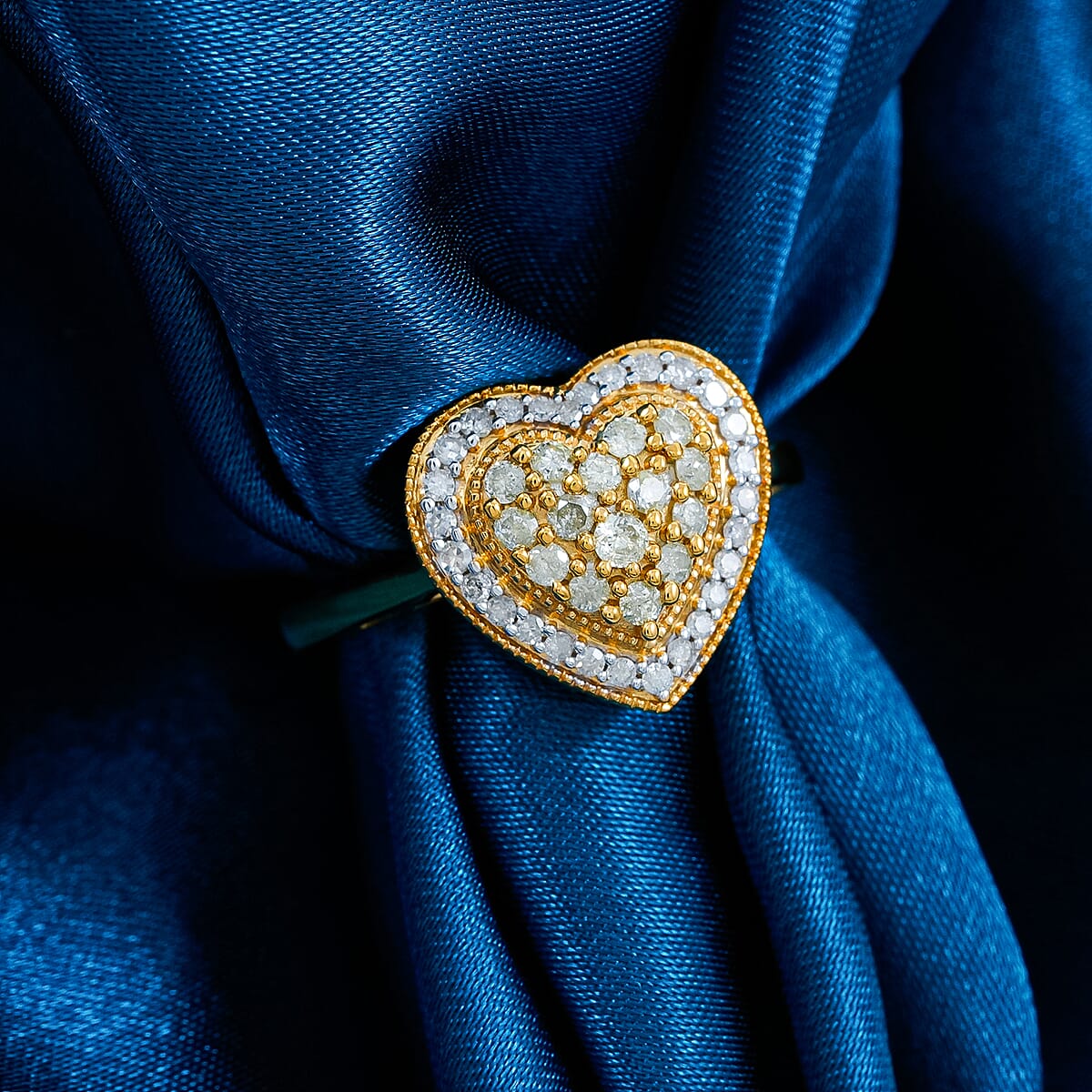 Natural Yellow Diamond, White Diamond Ring in 14K YG Over Sterling Silver 0.50 ctw (Size 8.0) image number 1