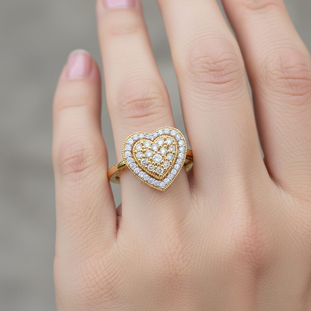 Natural Yellow Diamond, White Diamond Ring in 14K YG Over Sterling Silver 0.50 ctw (Size 8.0) image number 2