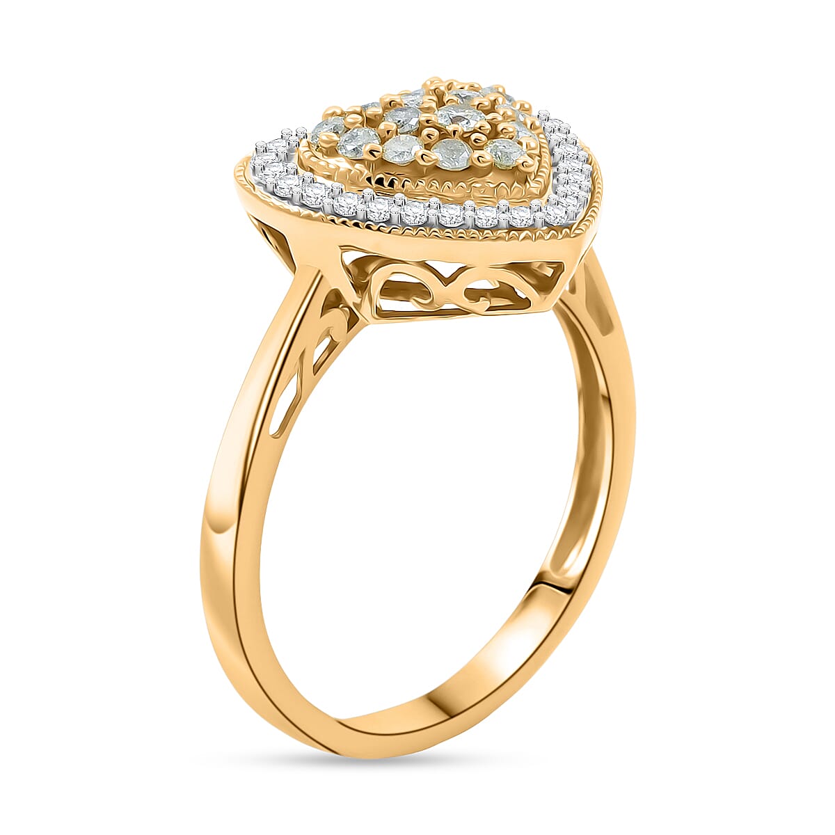 Natural Yellow Diamond, White Diamond Ring in 14K YG Over Sterling Silver 0.50 ctw (Size 8.0) image number 3