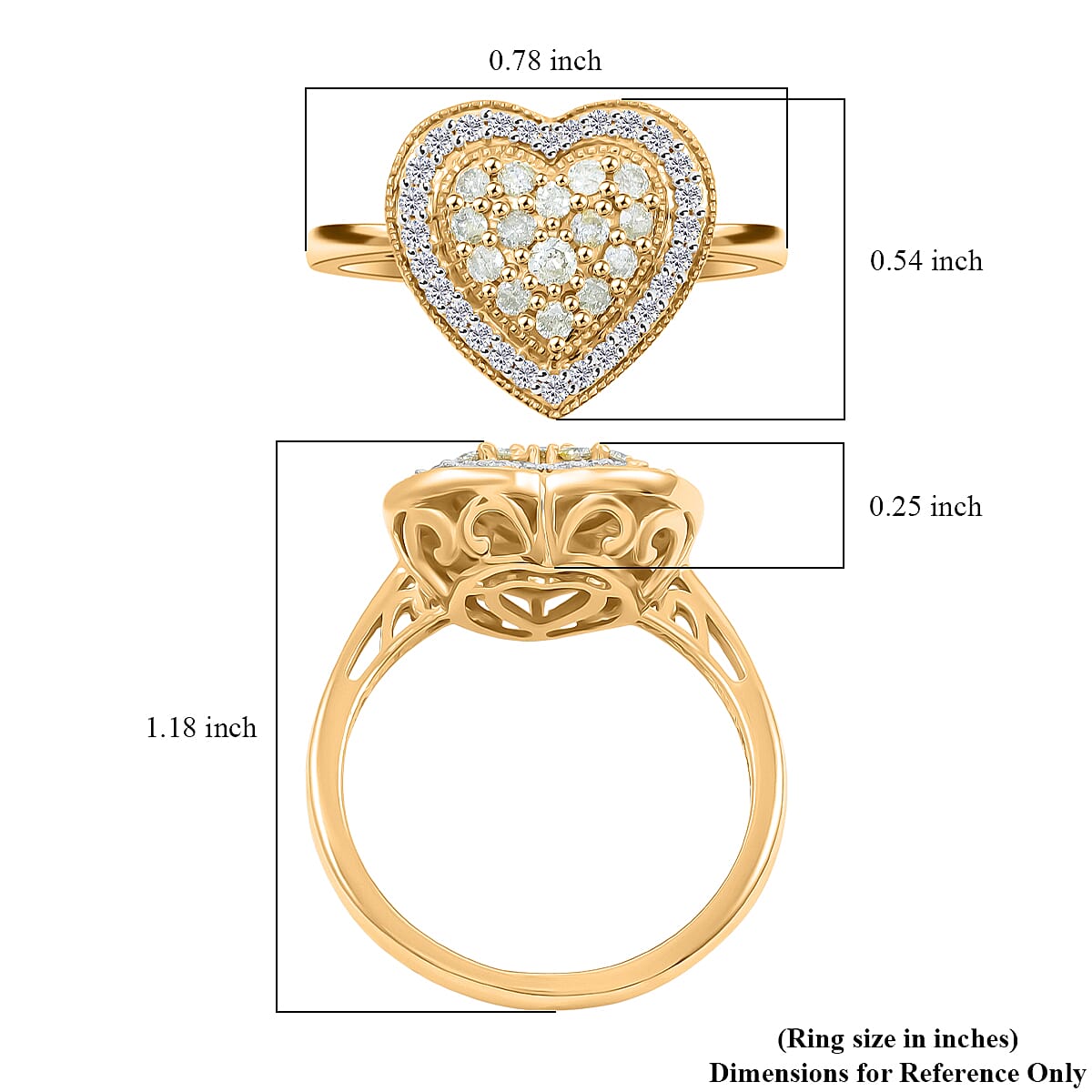 Natural Yellow Diamond, White Diamond Ring in 14K YG Over Sterling Silver 0.50 ctw (Size 8.0) image number 5