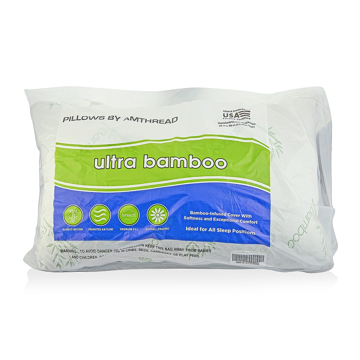 American Thread Collection Set of 2 Microfiber Bamboo Pillows image number 3