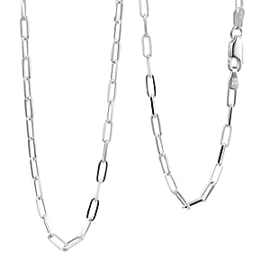 Made In Italy Sterling Silver Paper Clip Chain Necklace (18 Inches) (5.6 Grams)