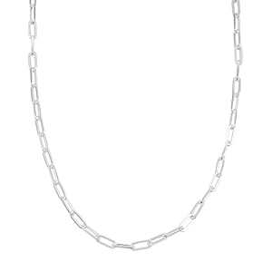Italian Sterling Silver Paper Clip Chain Necklace (18 Inches) (5.6 Grams)