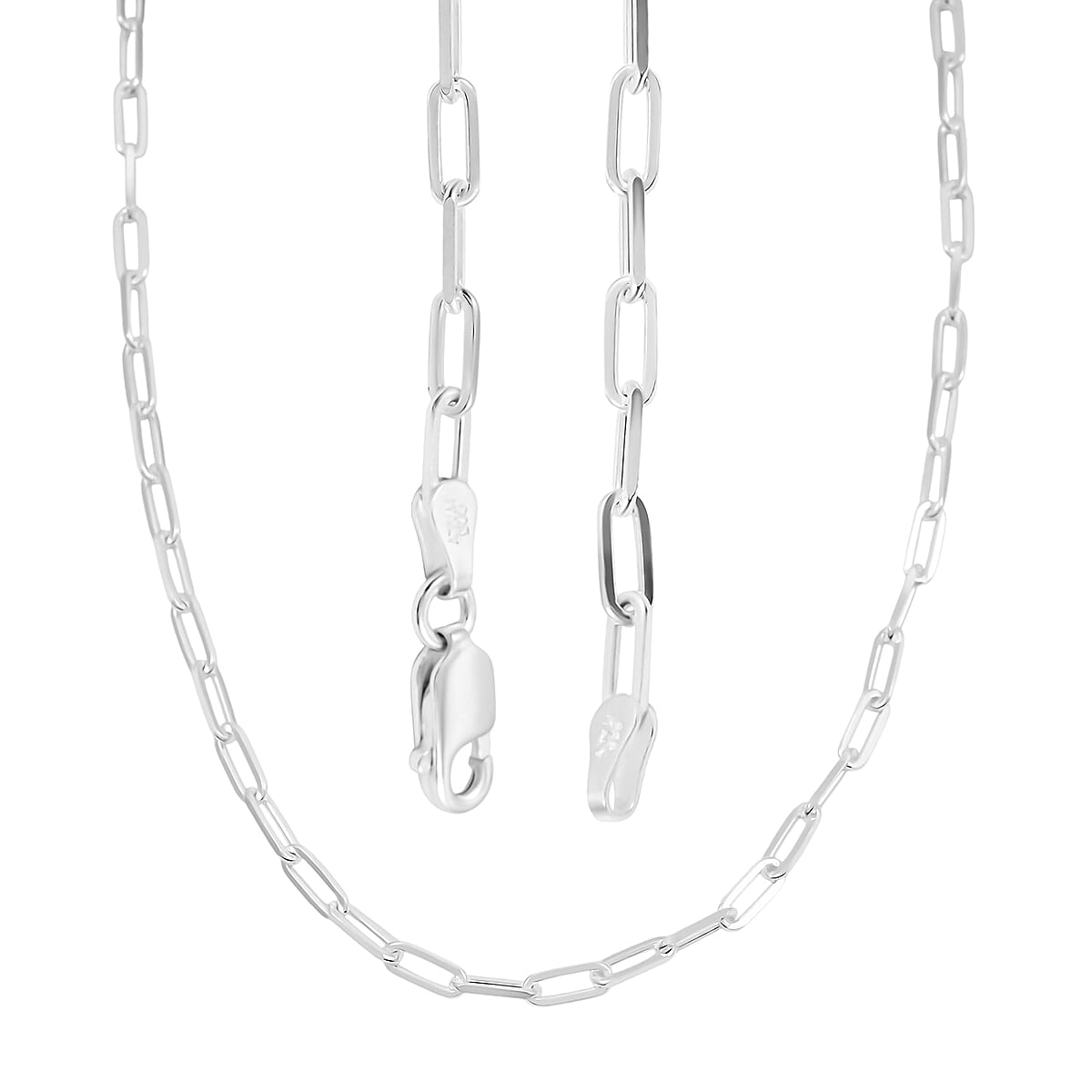 Made In Italy Sterling Silver Paper Clip Chain Necklace (18 Inches) (5.6 Grams) image number 4