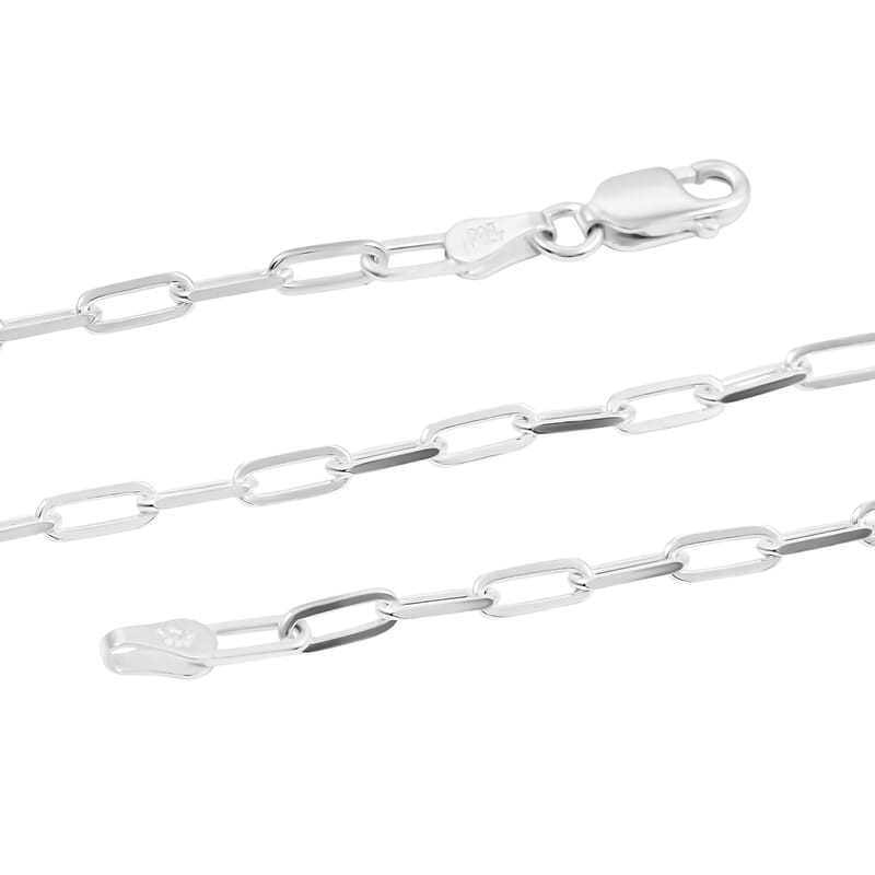 Italian Sterling Silver Paper Clip Chain Necklace (18 Inches) (5.6 Grams)