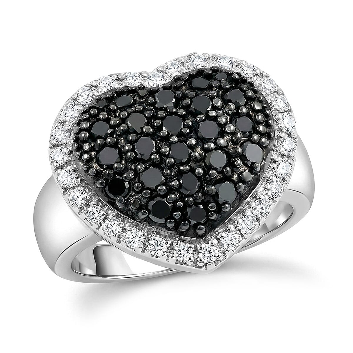 Black Diamond (IR), White Diamond Ring in Sterling Silver (Size 10.0) 1.00 ctw