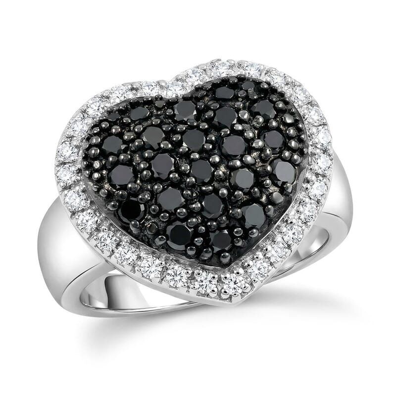 Black Diamond (IR), White Diamond Ring in Sterling Silver (Size 10.0) 1.00 ctw