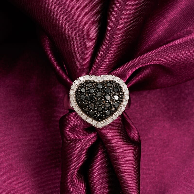 Black Diamond (IR), White Diamond Ring in Sterling Silver (Size 10.0) 1.00 ctw
