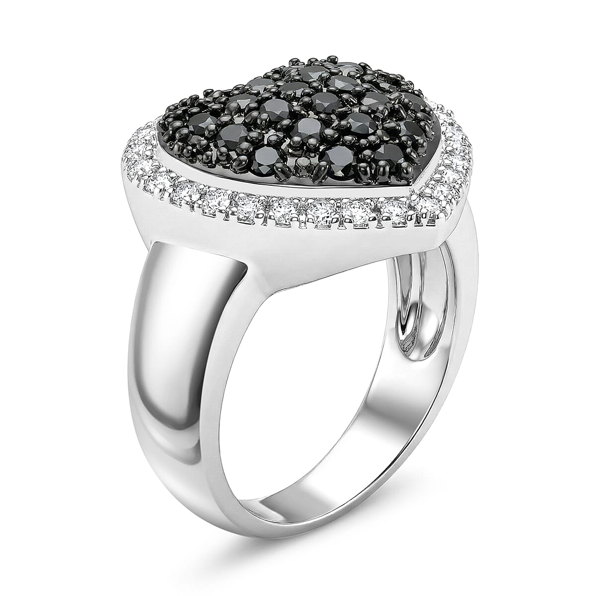 Black Diamond (IR), White Diamond Ring in Sterling Silver (Size 10.0) 1.00 ctw