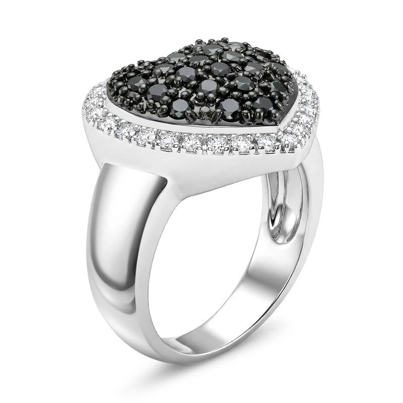 Black Diamond (IR), White Diamond Ring in Sterling Silver (Size 10.0) 1.00 ctw