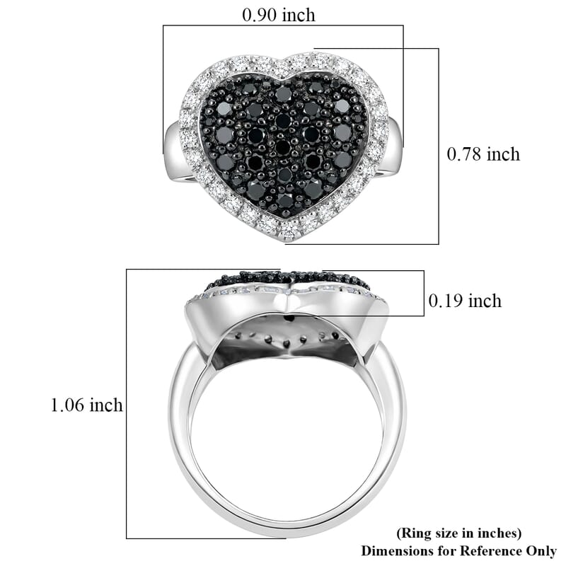 Black Diamond (IR), White Diamond Ring in Sterling Silver (Size 10.0) 1.00 ctw