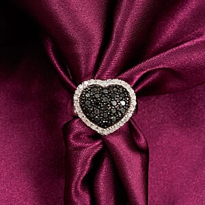 Black Diamond, White Diamond Ring in Sterling Silver 1.00 ctw (Size 6.0)