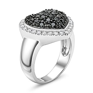 Black Diamond, White Diamond Ring in Sterling Silver 1.00 ctw (Size 6.0)