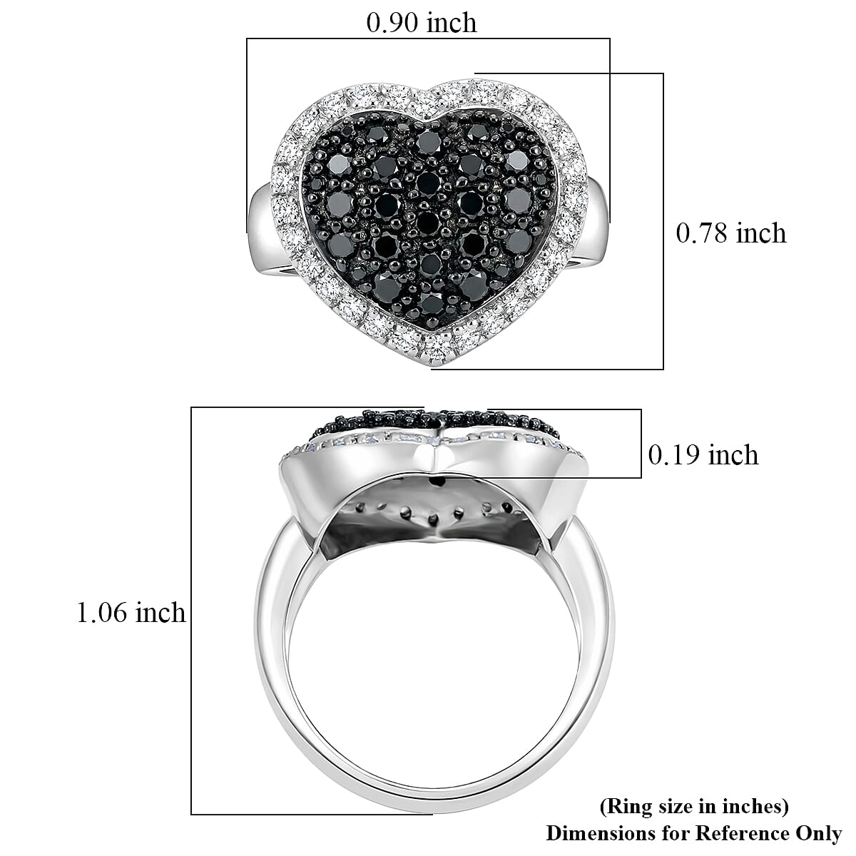 Black Diamond, White Diamond Ring in Sterling Silver 1.00 ctw (Size 7.0) image number 4