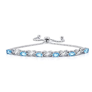 Blue Topaz 2.40 ctw Bracelet in Sterling Silver (7.00-9.00In)