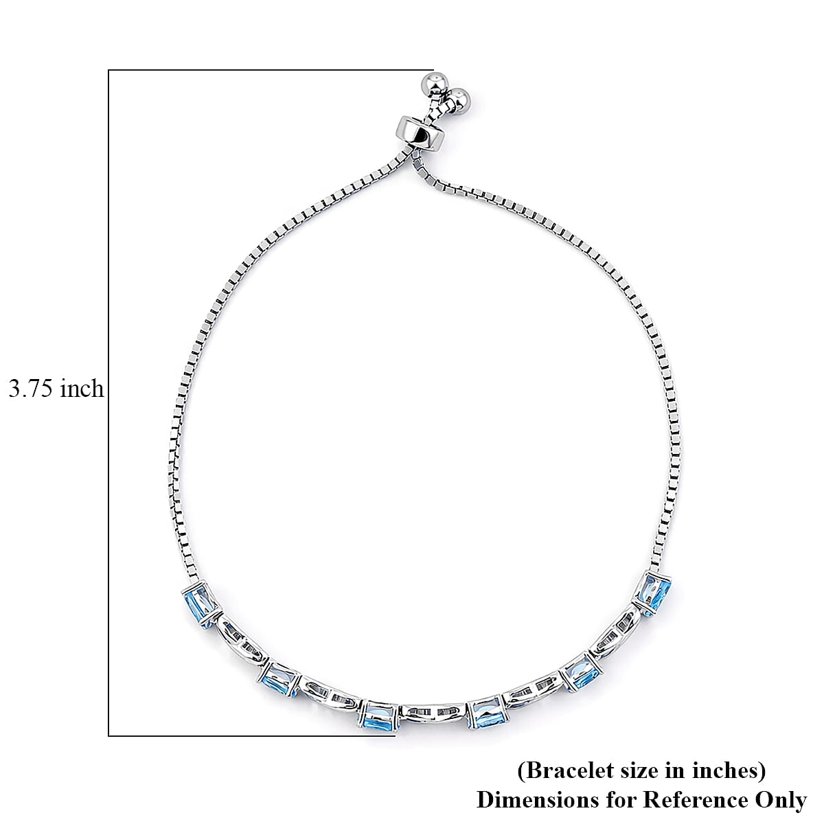 Blue Topaz 2.40 ctw Bracelet in Sterling Silver (7.00-9.00In)