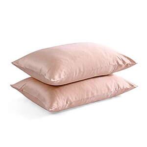 La Marey Signature Print Beige 2pcs Pillowcase with Mop Button Packing - Queen