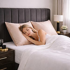 La Marey Signature Print Beige 2pcs Pillowcase with Mop Button Packing - King