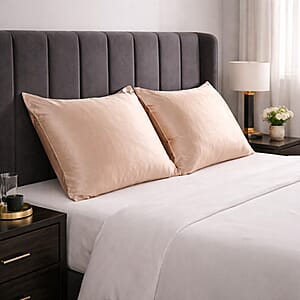 La Marey Signature Print Beige 2pcs Pillowcase with Mop Button Packing - King