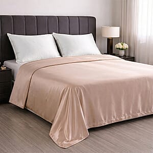 La Marey Signature Print Beige 100% Mulberry Silk Duvet Cover with Mop Button Packing - King