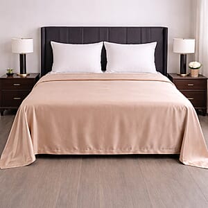 La Marey Signature Print Beige 100% Mulberry Silk Duvet Cover with Mop Button Packing - King