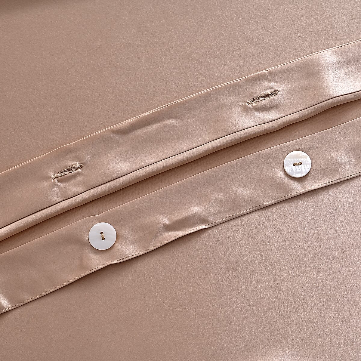 La Marey Signature Print Beige 100% Mulberry Silk Duvet Cover with Mop Button Packing - King image number 5