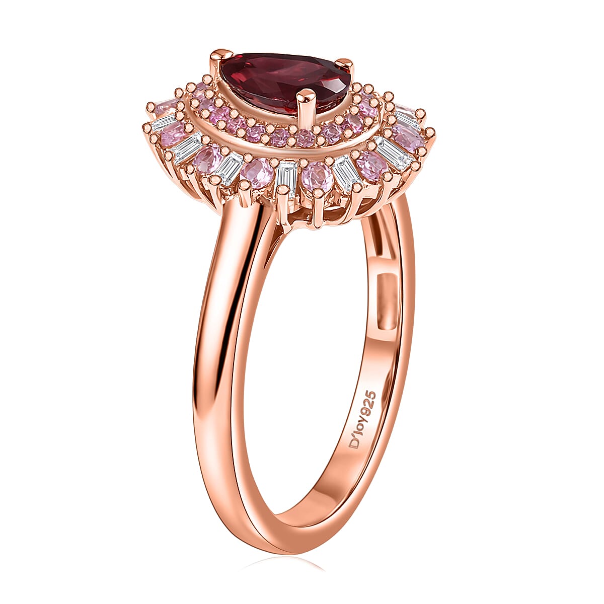 D'Joy Premium Malawi Magenta Garnet and Multi Gemstone 1.00 ctw Twilight Bloom Ring in 18K Vermeil Rose Gold Over Sterling Silver (Size 7.0) image number 3