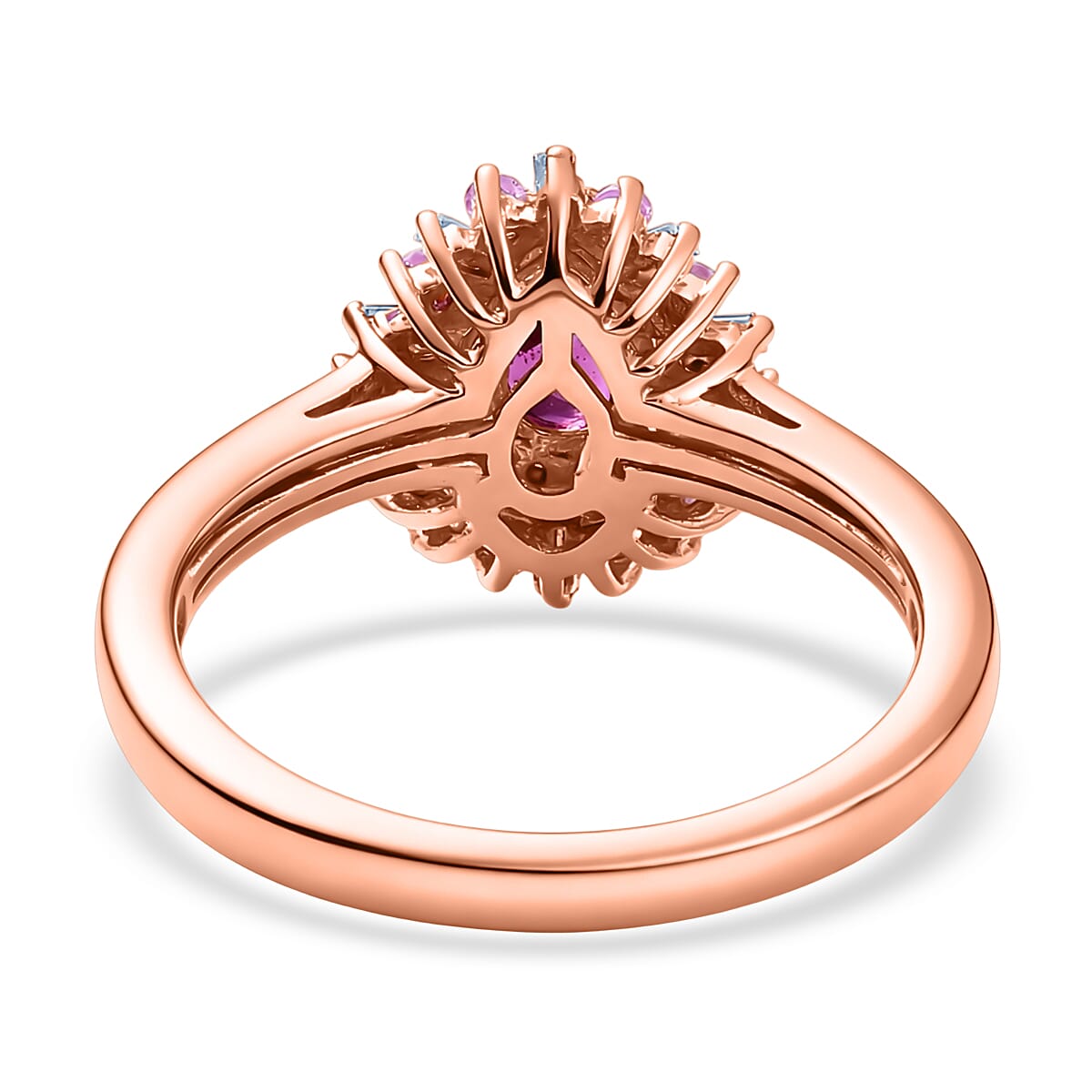 D'Joy Premium Malawi Magenta Garnet and Multi Gemstone 1.00 ctw Twilight Bloom Ring in 18K Vermeil Rose Gold Over Sterling Silver (Size 7.0)