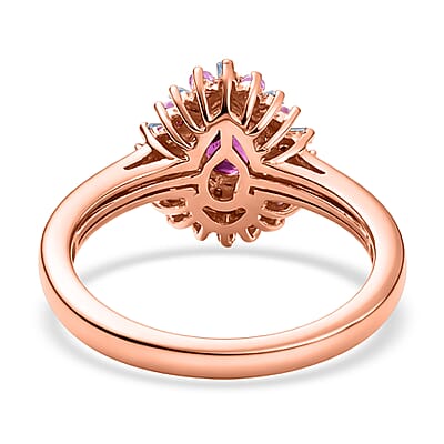 D'Joy Premium Malawi Magenta Garnet and Multi Gemstone 1.00 ctw Twilight Bloom Ring in 18K Vermeil Rose Gold Over Sterling Silver (Size 7.0)