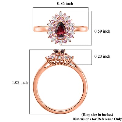 D'Joy Premium Malawi Magenta Garnet and Multi Gemstone 1.00 ctw Twilight Bloom Ring in 18K Vermeil Rose Gold Over Sterling Silver (Size 7.0)