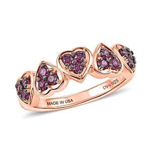 D'Joy Premium Malawi Magenta Garnet 0.85 ctw Ring in 18K Vermeil Rose Gold Over Sterling Silver (Size 5.0)