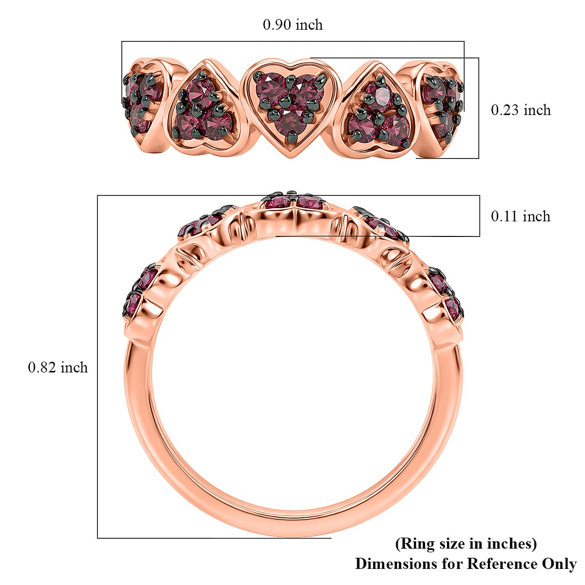 D'Joy Premium Malawi Magenta Garnet 0.85 ctw Midnight Romance Ring in 18K Vermeil Rose Gold Over Sterling Silver (Size 6.0) image number 5
