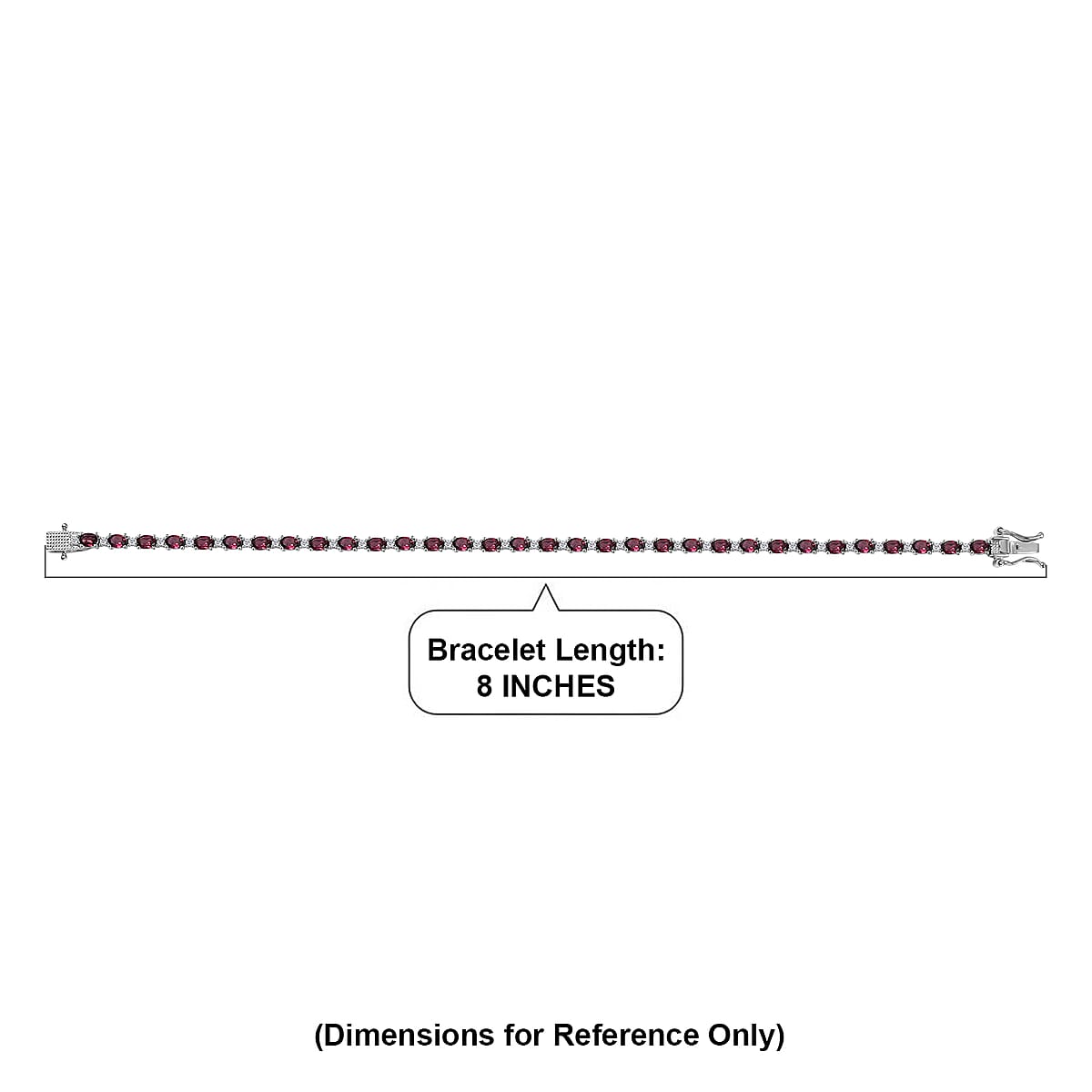 Premium Malawi Magenta Garnet and Luxuriant Lab Grown Diamond G-H SI 8.00 ctw Moonlit Line Bracelet in Rhodium Over Sterling Silver (8.00 In) image number 4