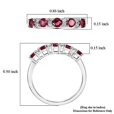 Premium Malawi Magenta Garnet and Luxuriant Lab Grown Diamond G-H SI 0.90 ctw Moonlit Spark Ring in Rhodium Over Sterling Silver (Size 6.0)