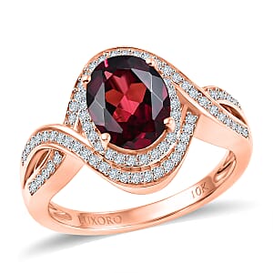 Luxoro Premium Malawi Magenta Garnet and Diamond I2 2.50 ctw Ring in 10K Rose Gold (Size 10.0) 4.30 Grams