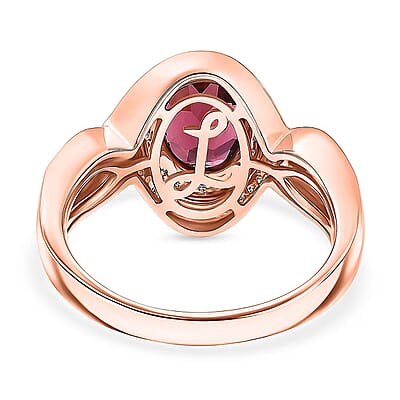 Luxoro Premium Malawi Magenta Garnet and Diamond I2 2.50 ctw Love Wave Ring in 10K Rose Gold (Size  10.0) 4.30 Grams