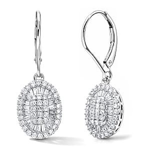 D'Joy Diamond 1.00 ctw Cocktail Cluster Earrings in Rhodium Over Sterling Silver