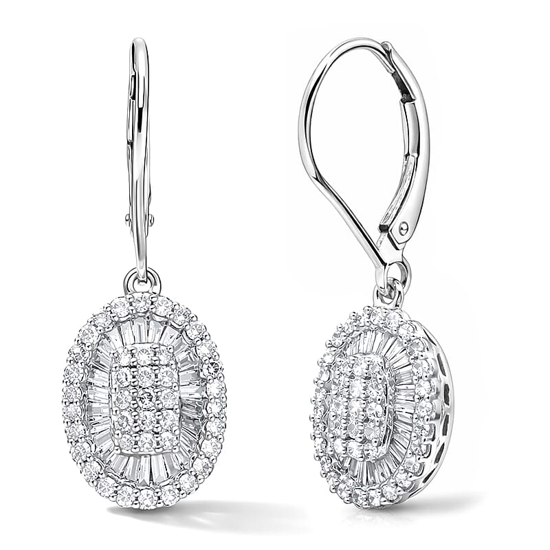 D'Joy Diamond 1.00 ctw Cocktail Cluster Earrings in Rhodium Over Sterling Silver